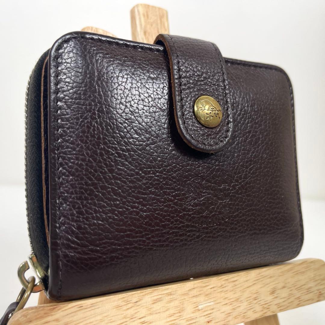 イルビゾンテ　二つ折り財布　ラウンドファスナー　コンパクトウォレット　本革　ロゴ