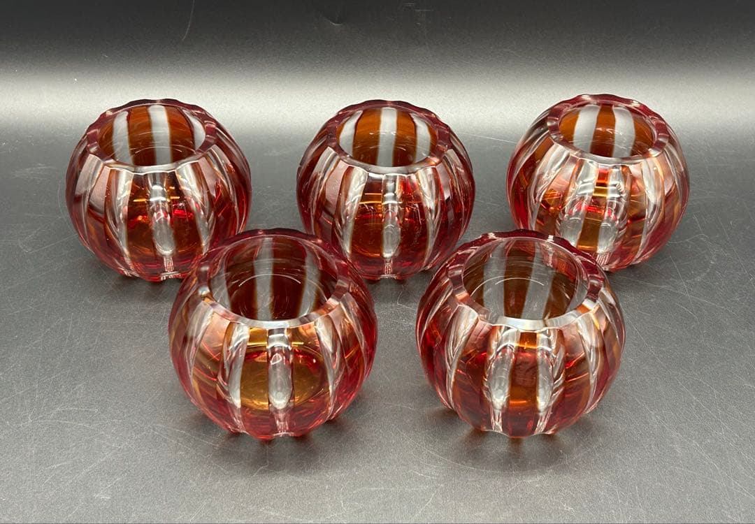 キャンドルホルダー　5個セット　ビンテージ　レッド　赤　アンティーク