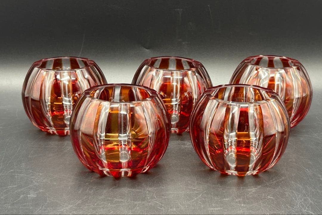 キャンドルホルダー　5個セット　ビンテージ　レッド　赤　アンティーク