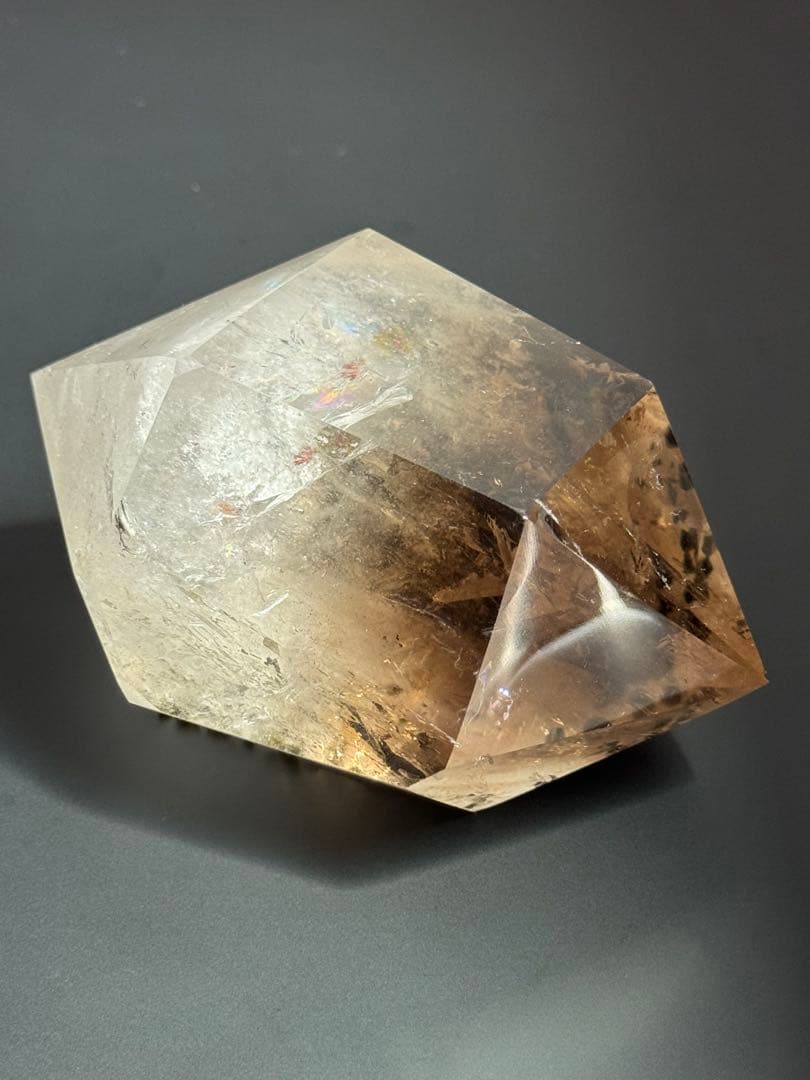 コレクション必見！虹の輝きバイカラースモーキークォーツ BIGダブルポイント