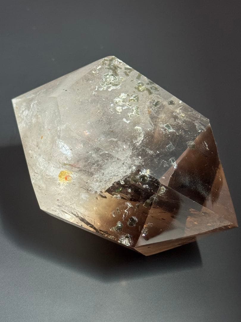 コレクション必見！虹の輝きバイカラースモーキークォーツ BIGダブルポイント