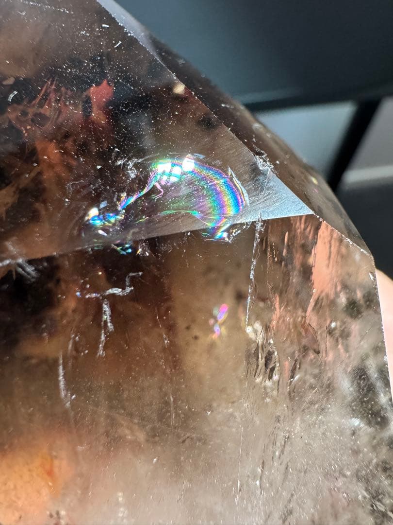 コレクション必見！虹の輝きバイカラースモーキークォーツ BIGダブルポイント