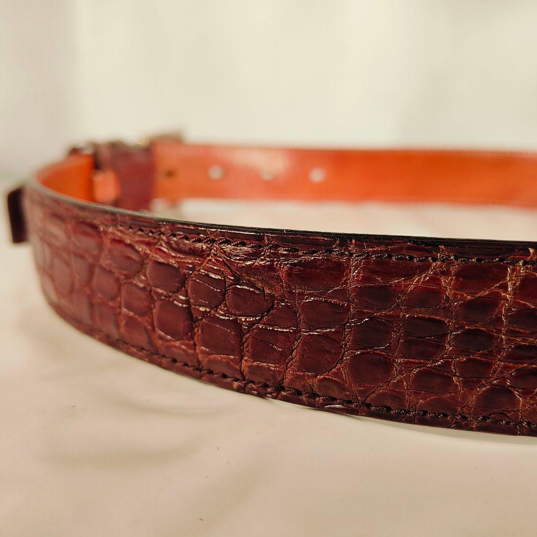 【Vintage】イタリア製　ワニ革　高級クロコダイルドレスベルト 本革 正規品