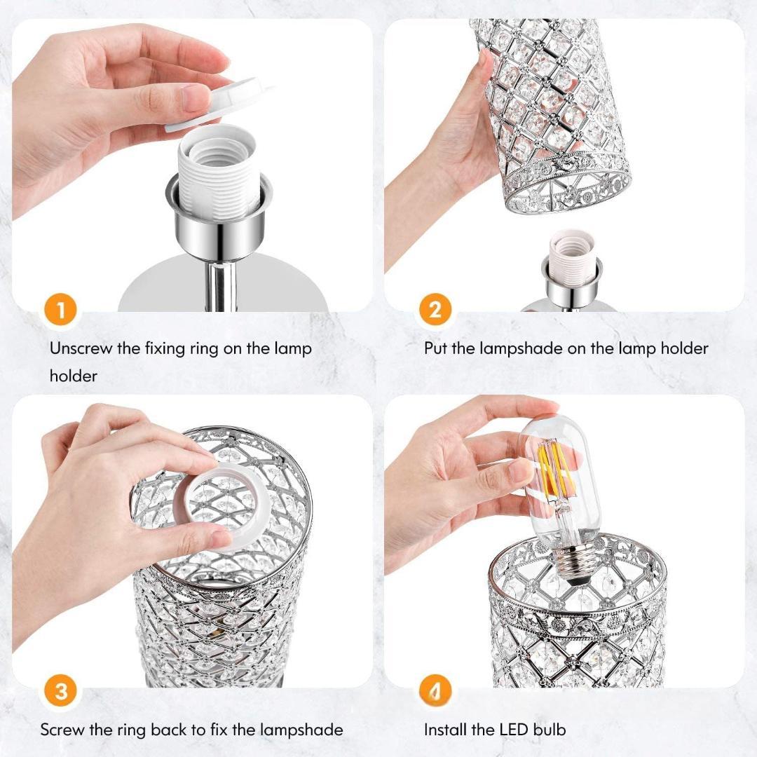 クリスタルテーブルランプ モダン USB充電ポート付き タッチ調光