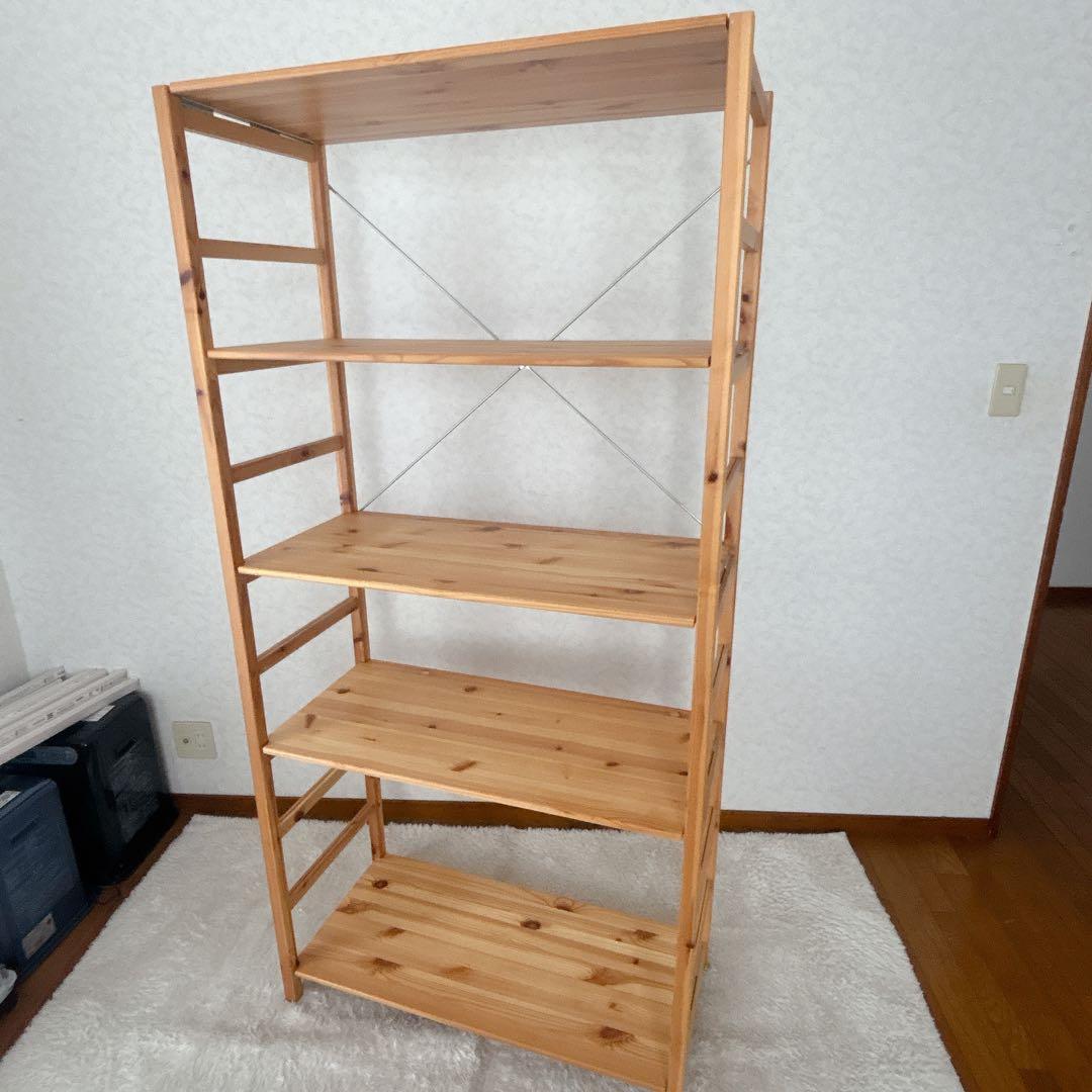 美品】無印 パイン材ユニットシェルフ 5段 ラック86×39.5×175.5cm