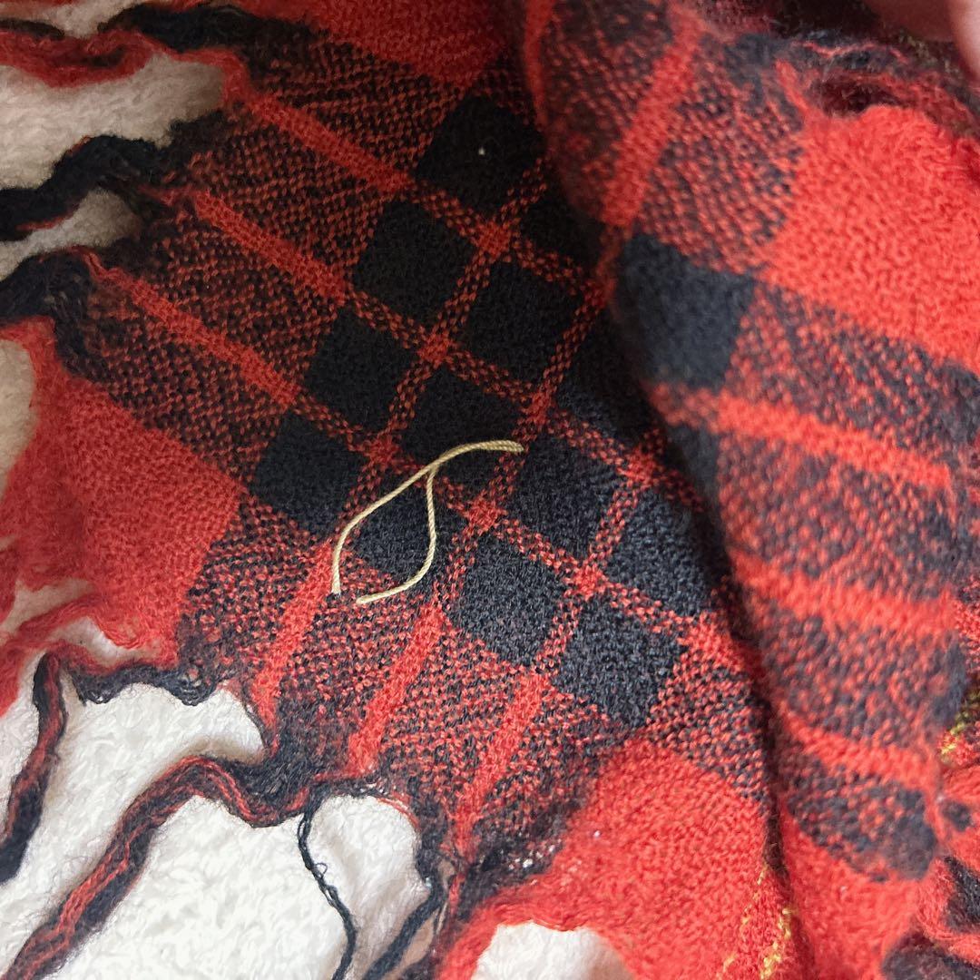 ヴィヴィアンウエストウッド 大判ストール チェック 赤 クリップ 留め具付 牛革