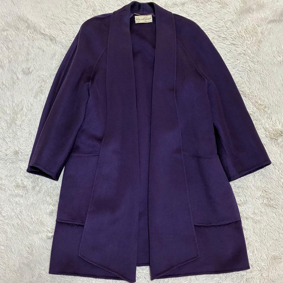PIACENZA カシミヤ100% 女優襟 女優コート 紫 パープル 最高級