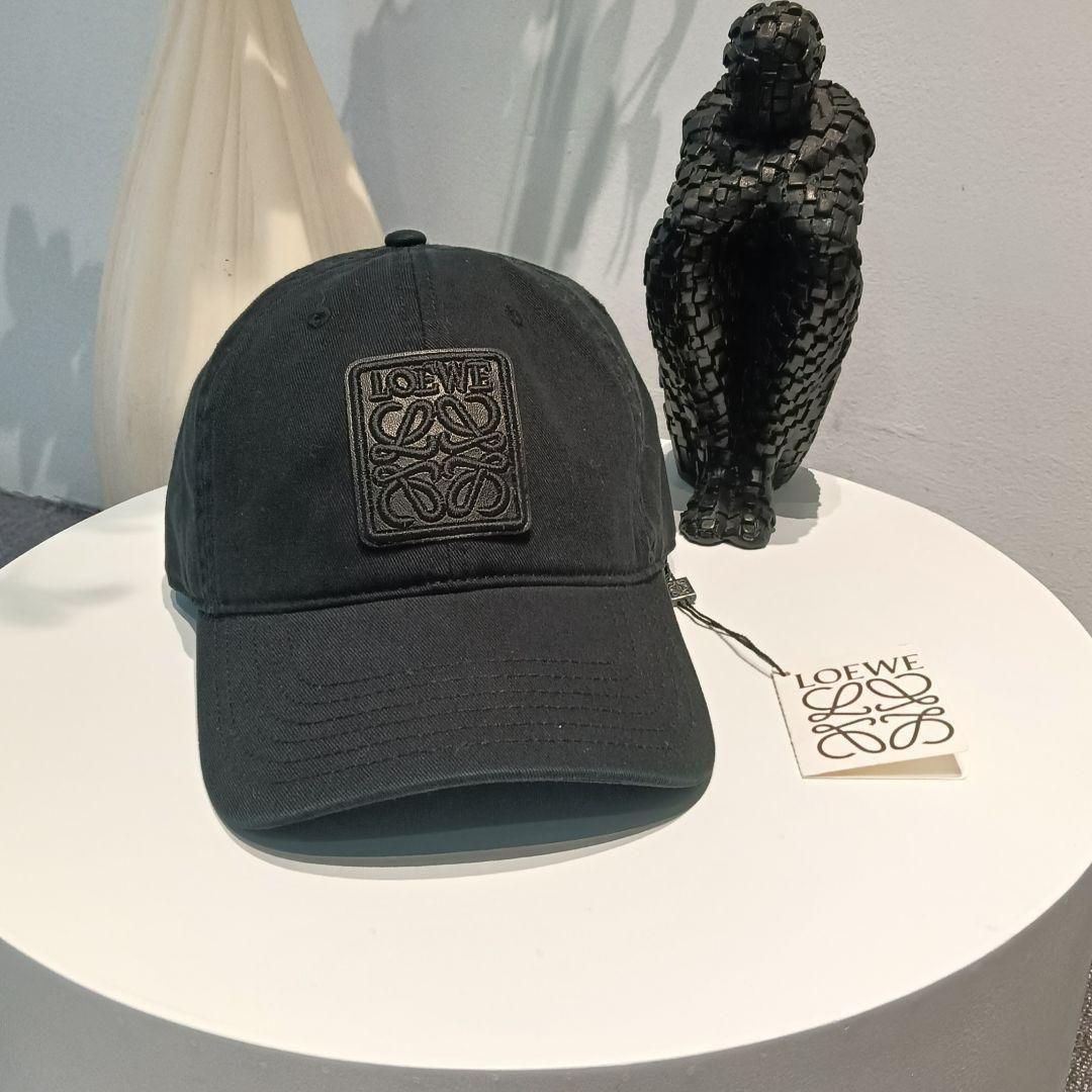 【美品】LOEWE ロエベ アナグラム パッチ キャップ キャンバス ブラック