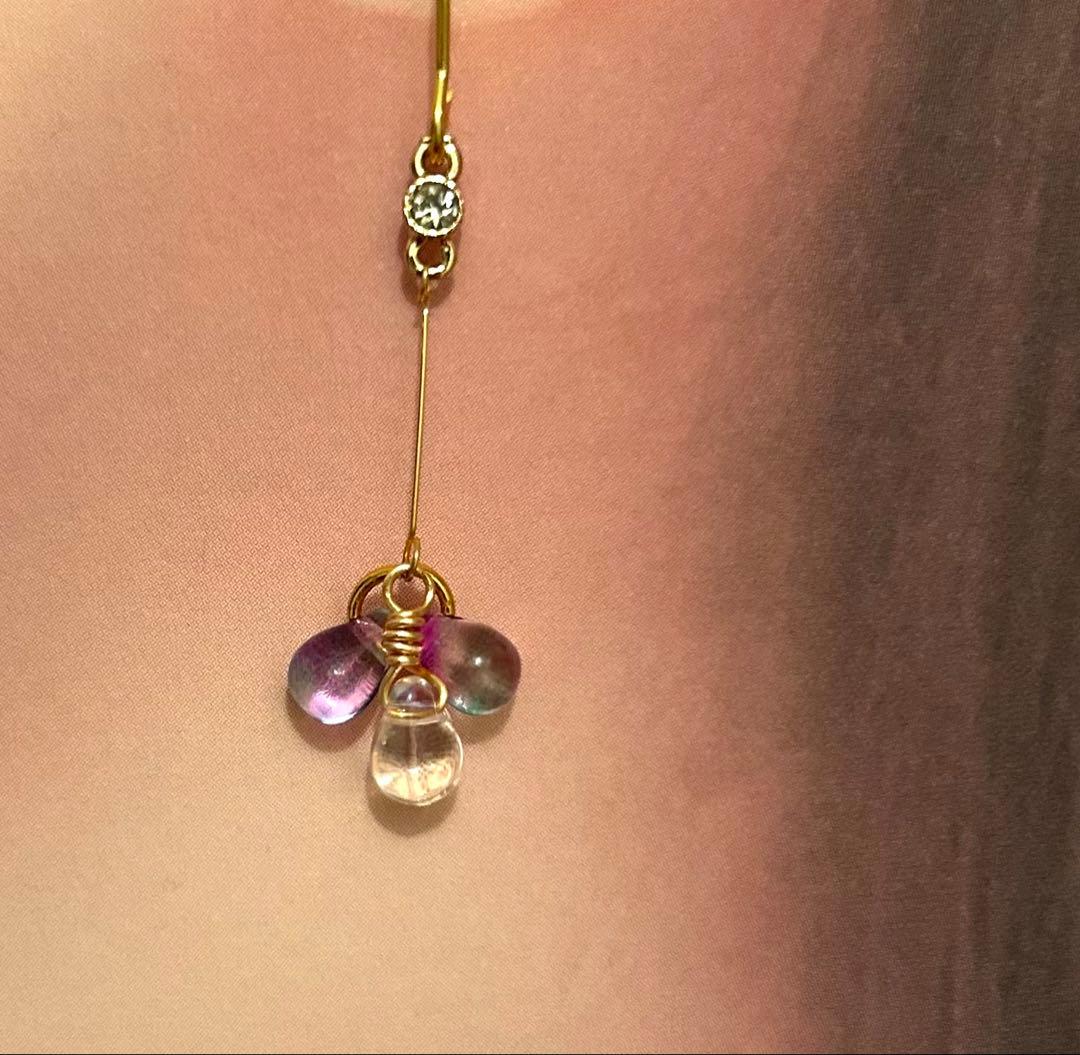 «947»◤完売◢クリア鈴丸ドロップビーズ*グラデーション*淡いパープルが美しい