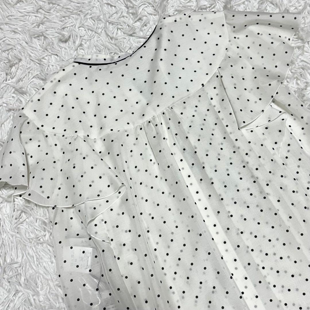 ✨未使用タグ付き✨ANAYI アナイ ドットスパンローンラッフルブラウス
