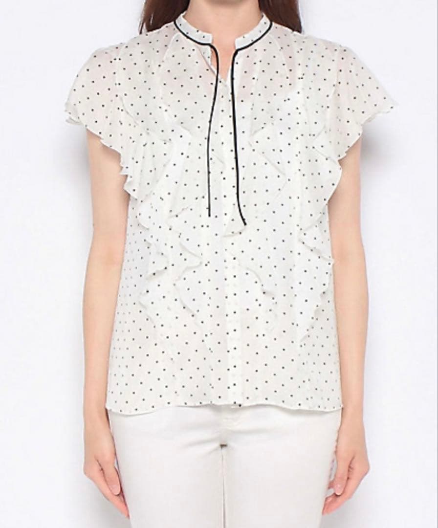✨未使用タグ付き✨ANAYI アナイ ドットスパンローンラッフルブラウス