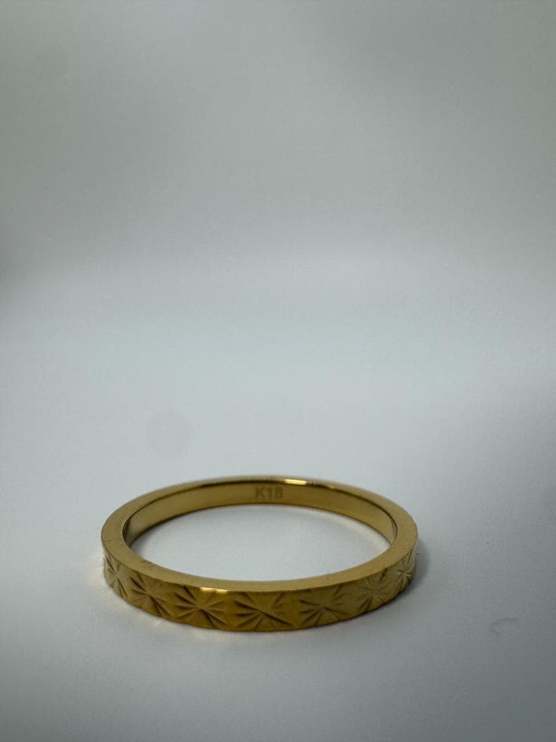 K18ゴールド エンボス加工リング1.08g/11号