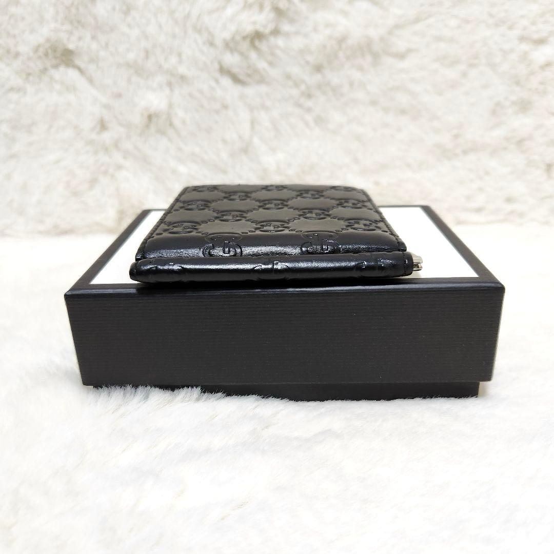 ✨極美品✨グッチ　マネークリップ　シマレザー　ブラック　ブラック