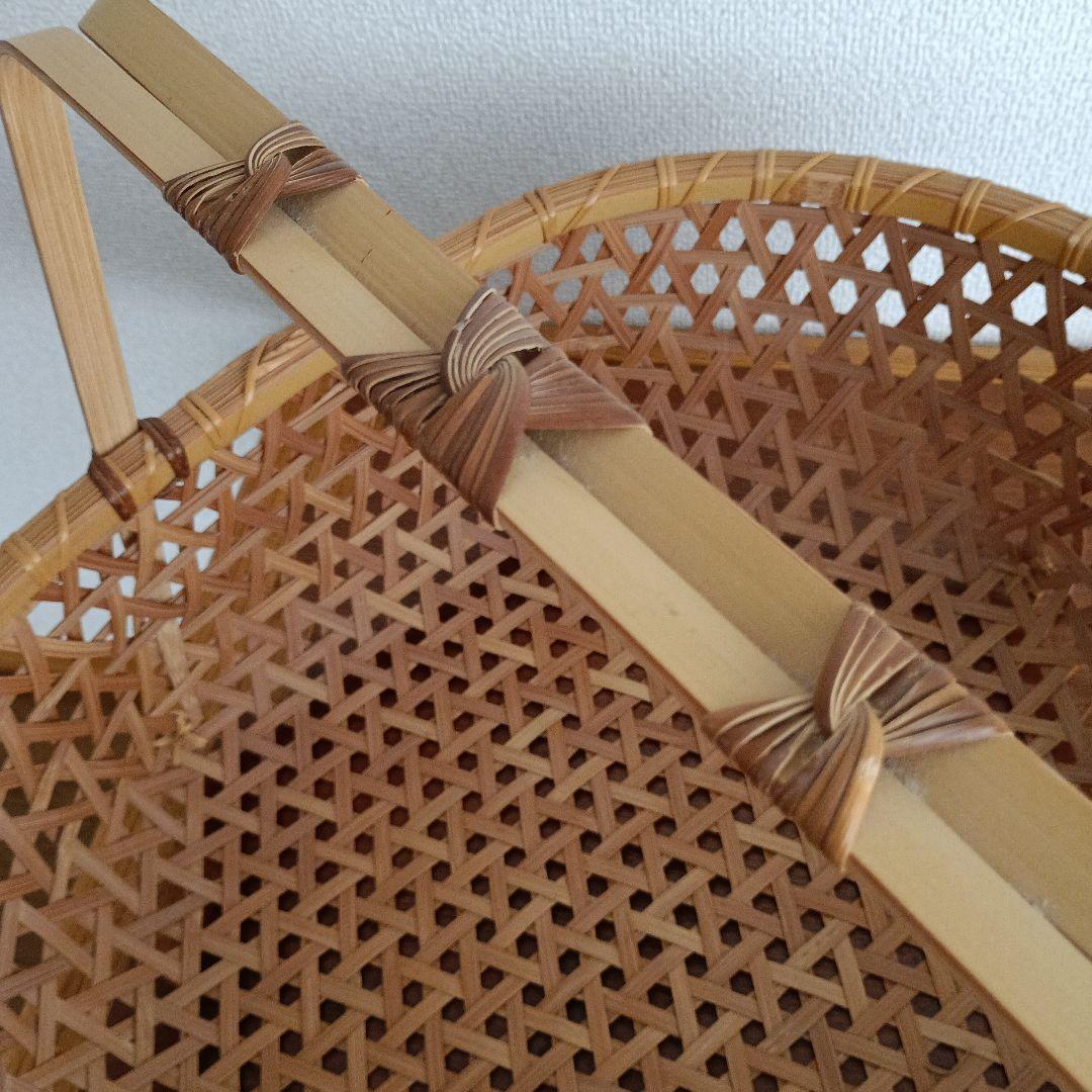 竹製籠　宮崎　作家物　竹細工　バスケット　大きめかご　天然素材　亀甲　クラフト