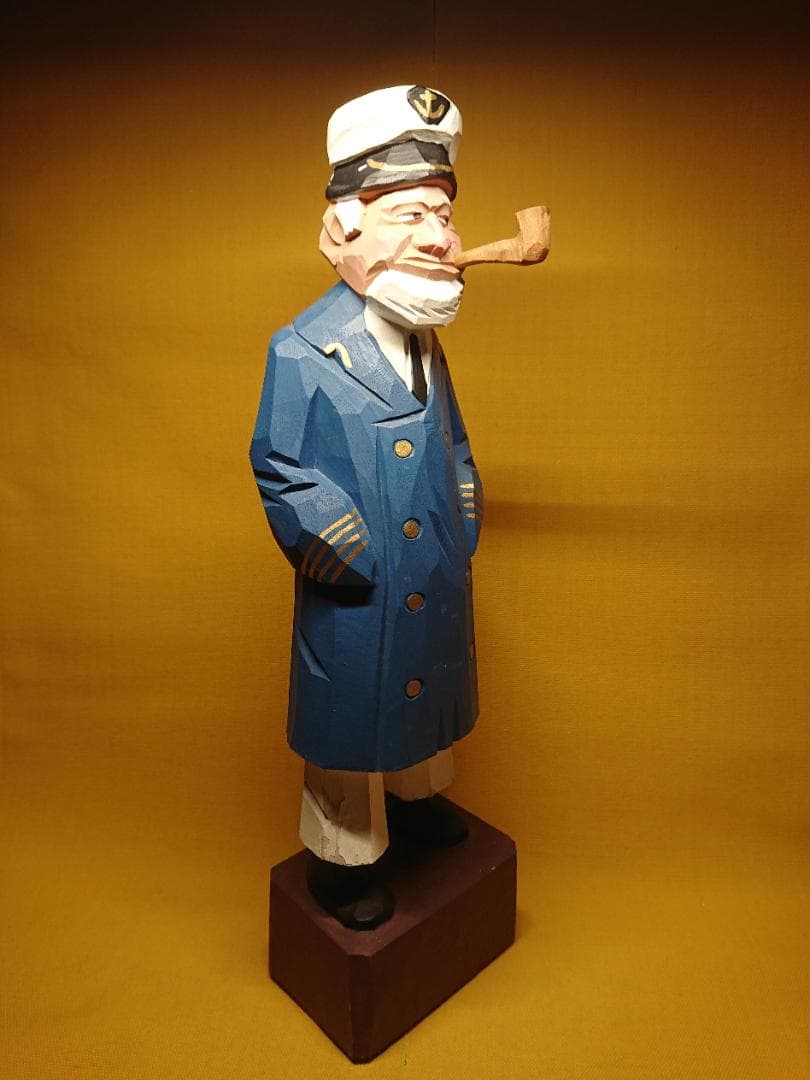 人形　船長　木彫　大型　オブジェ　置物　インテリア　工芸品　美術品　A1155
