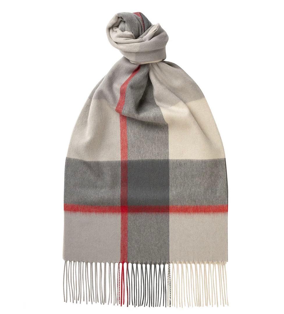 【新品】Joshua Ellis カシミヤ チェックストール グレー×レッド