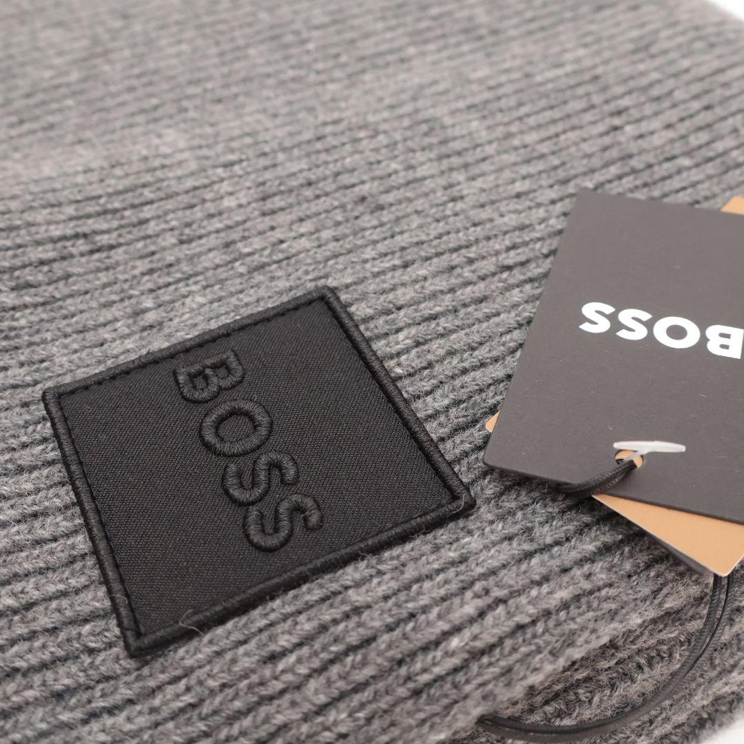 新品未使用 ヒューゴボス BOSS ニット帽 ビーニー マフラー グレー