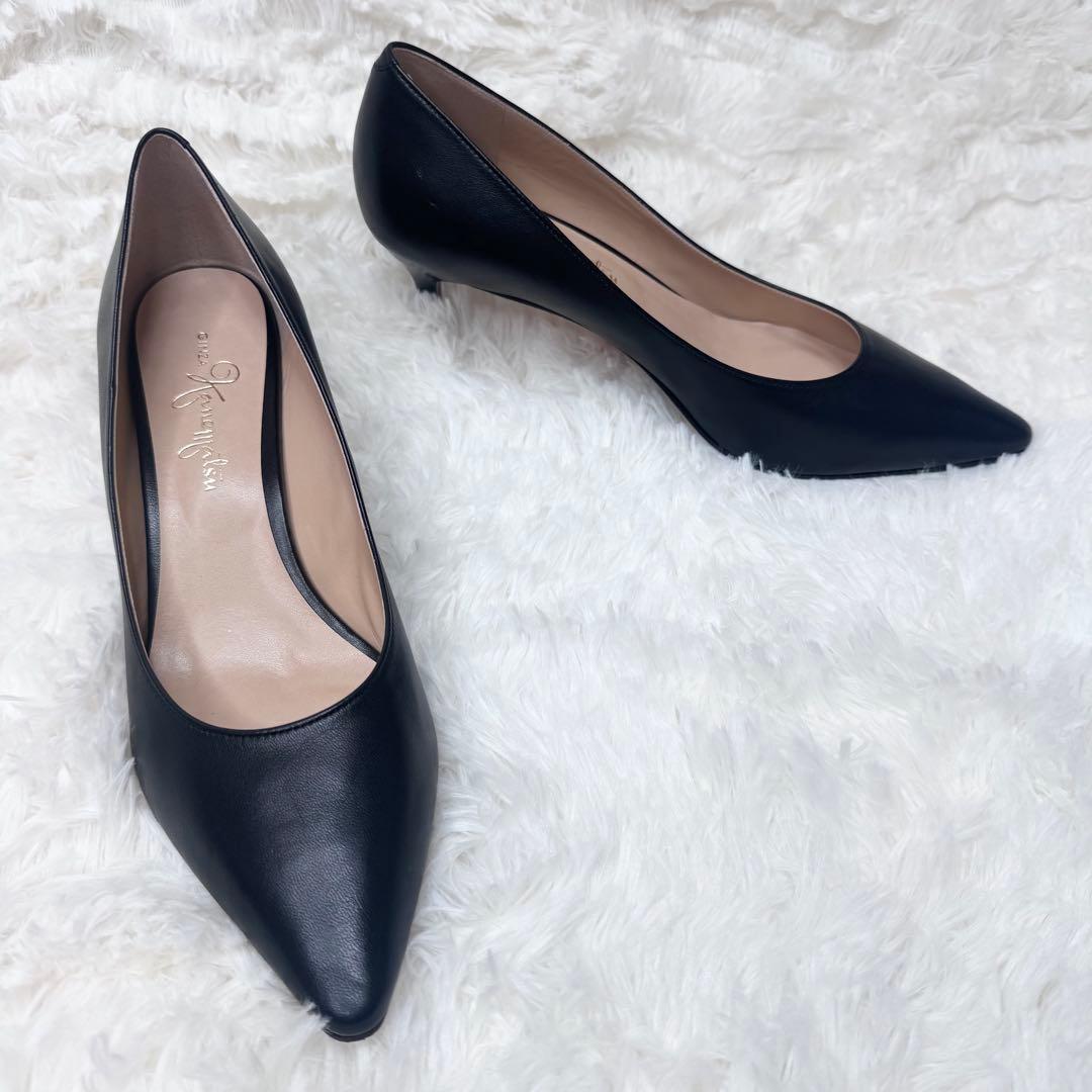 【新品】銀座かねまつ レザー パンプス ブラック 25.5 ポインテッドトゥ