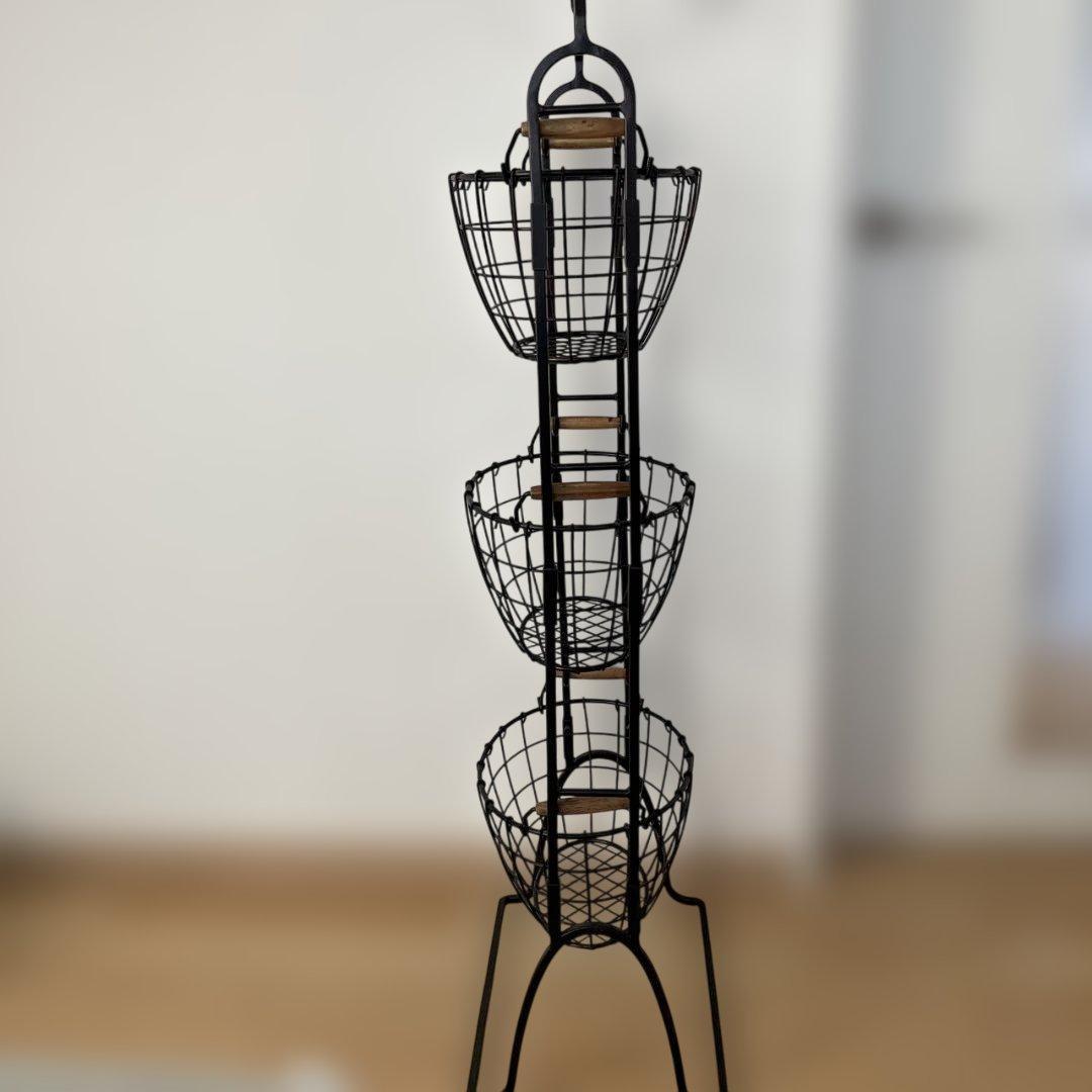 ブラック 3段ワイヤーバスケット