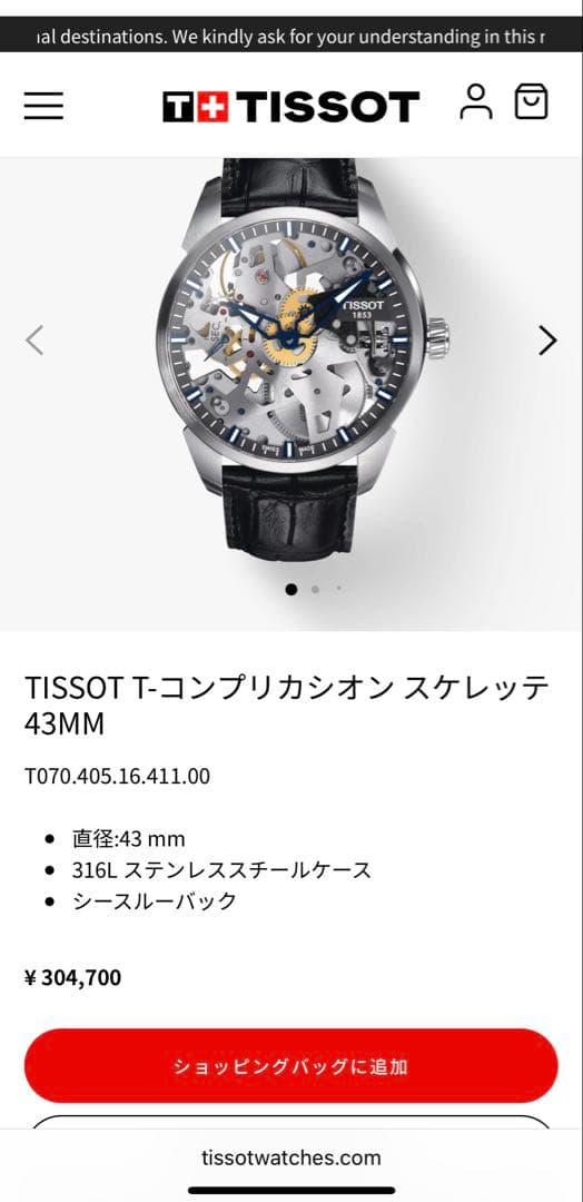 TISSOT Tコンプリカシオン スケレッテ T0704051641100