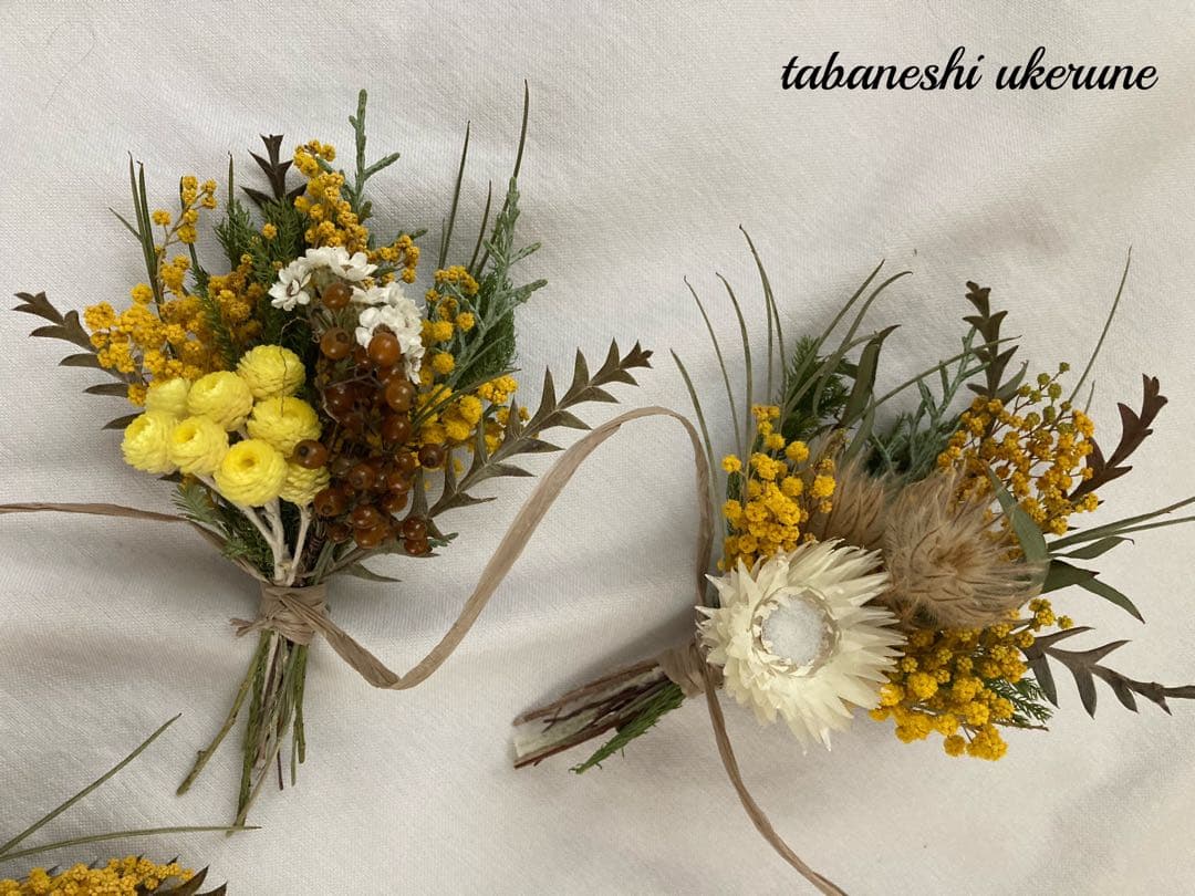 爽やかな春を感じる　瀬戸内ミモザの縦長ガーランド　スワッグ  ドライフラワー