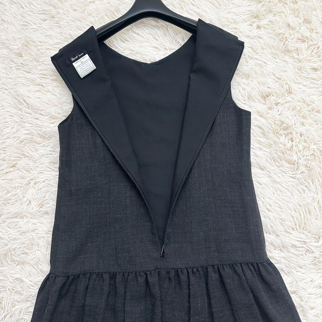 極美品 ルネ 近年 フロントレース パールボタン ノースリーブワンピース XS