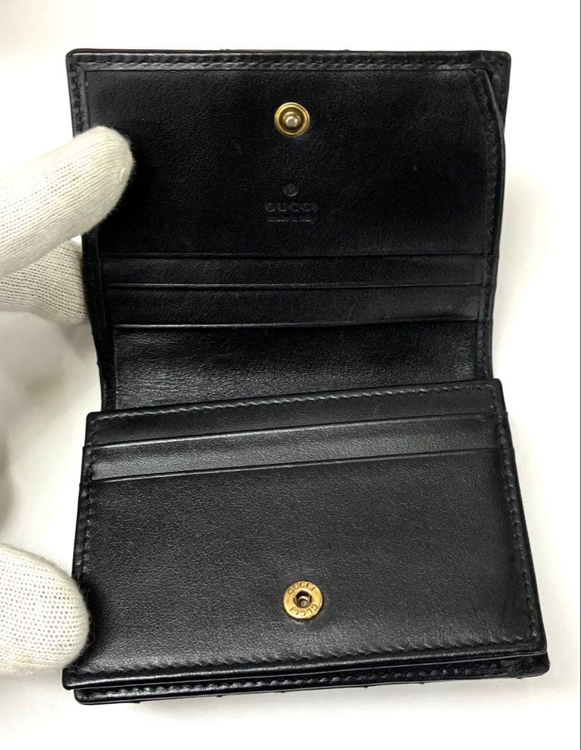 GUCCI 二つ折り財布 キルティング マーモントGG レザー