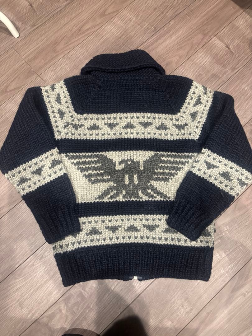 超美品 KANATA カウチンセーター ネイビーグレー 42
