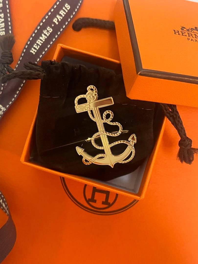 エルメス　スカーフリング　Ancre Marine scarf 70 ring