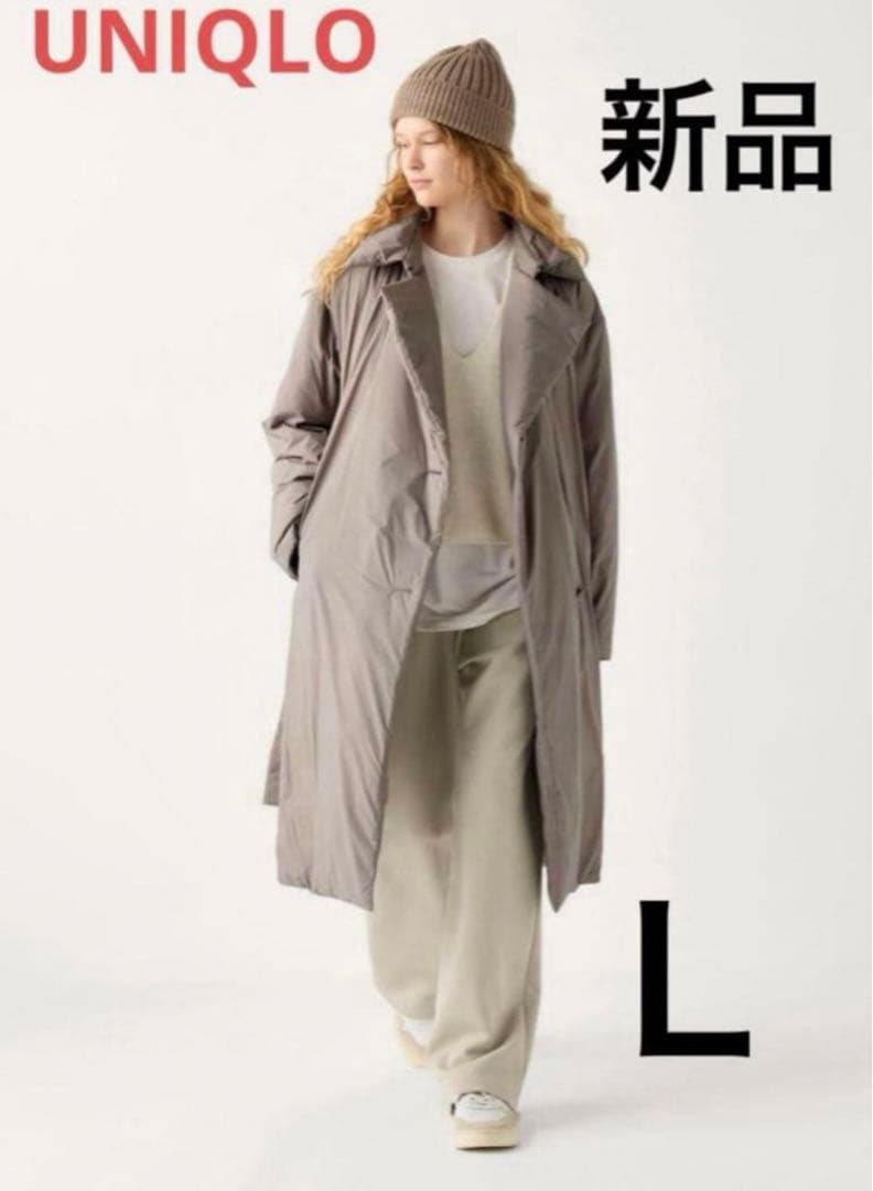 未使用◇UNIQLO ベージュベルテッド ロングコート L オシャレ