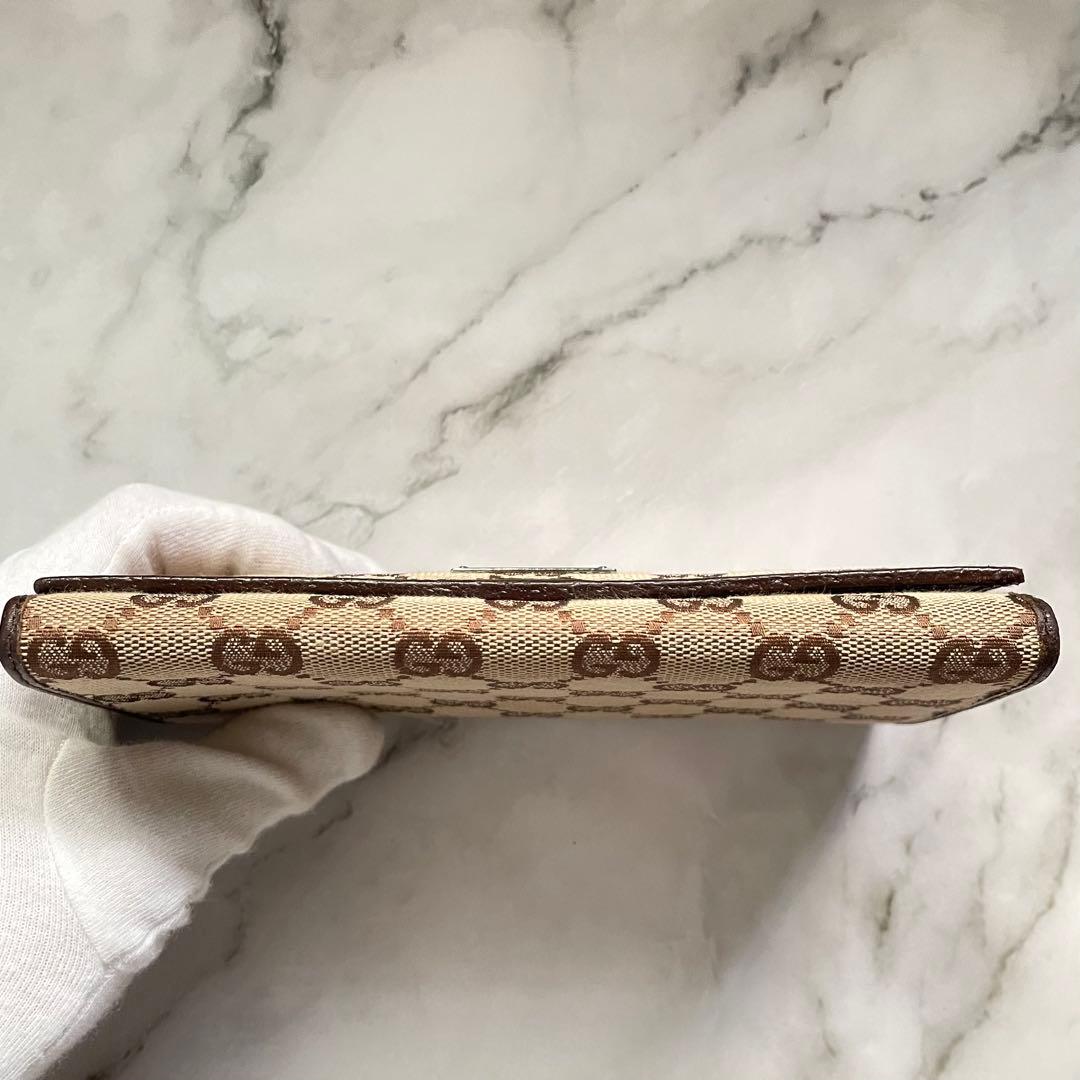 GUCCI グッチ 長財布 GGキャンバス ロゴプレート 折り財布 0123-①