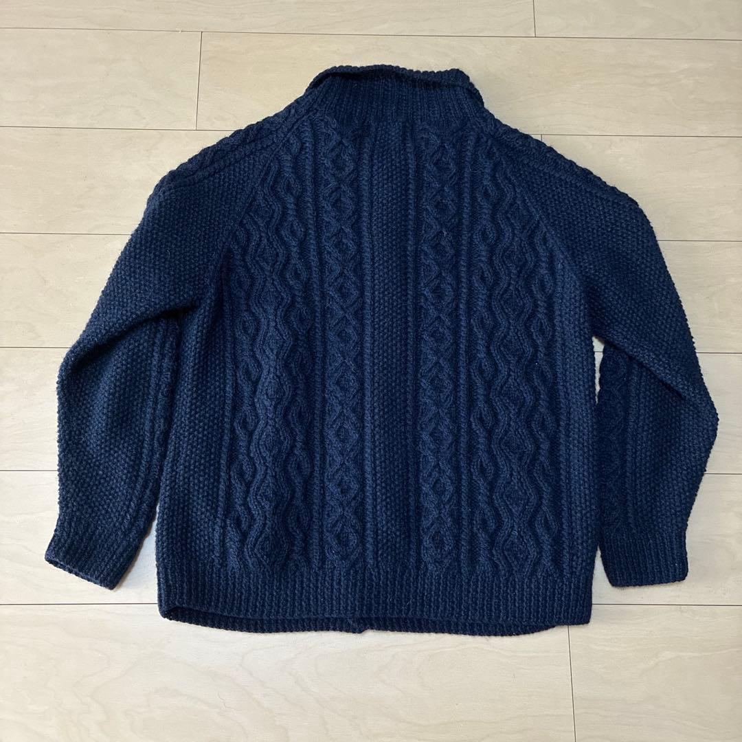 英国製 インバーアラン 3A ランバー カーディガン L相当 緑タグ ブラック黒