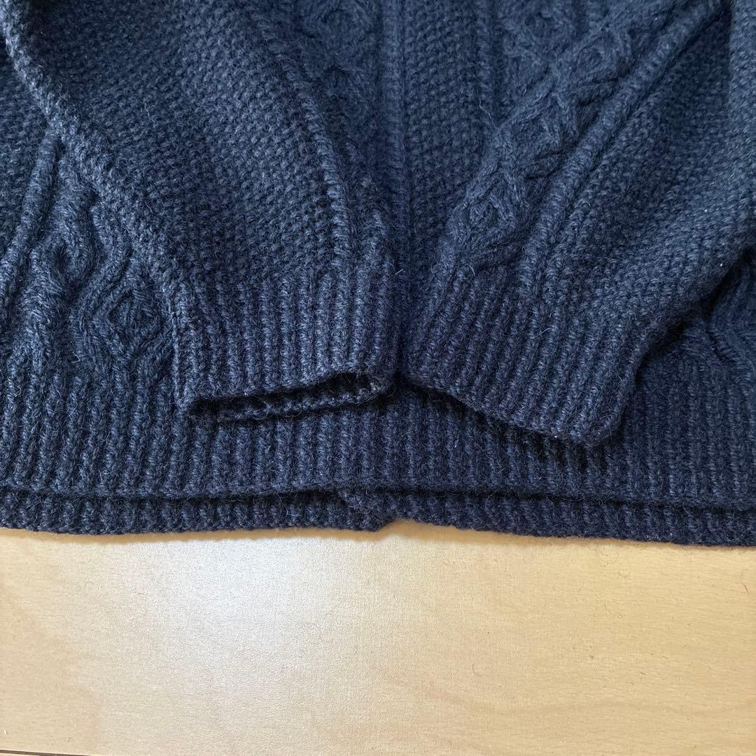 英国製 インバーアラン 3A ランバー カーディガン L相当 緑タグ ブラック黒