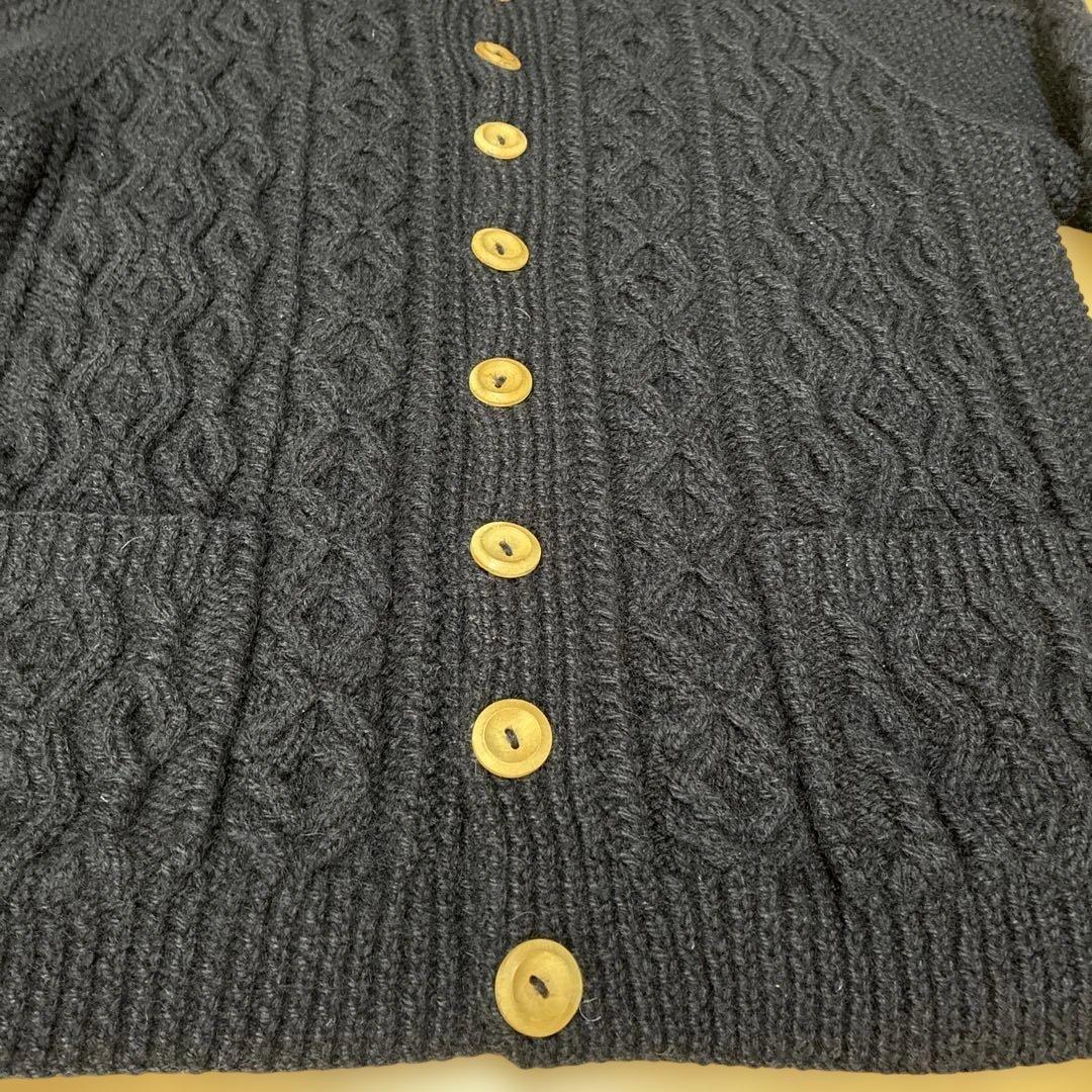 英国製 インバーアラン 3A ランバー カーディガン L相当 緑タグ ブラック黒