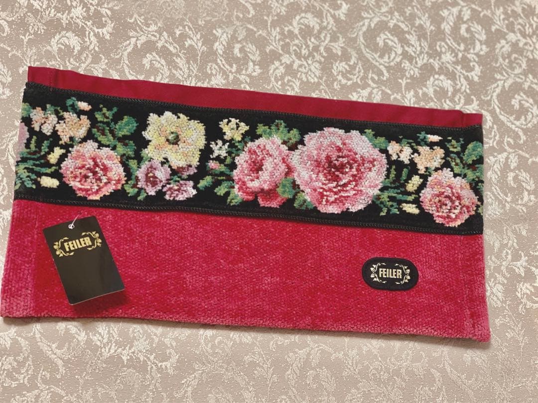 新品☆FELIER 花柄刺繍 赤 ティッシュケース　フェイラー