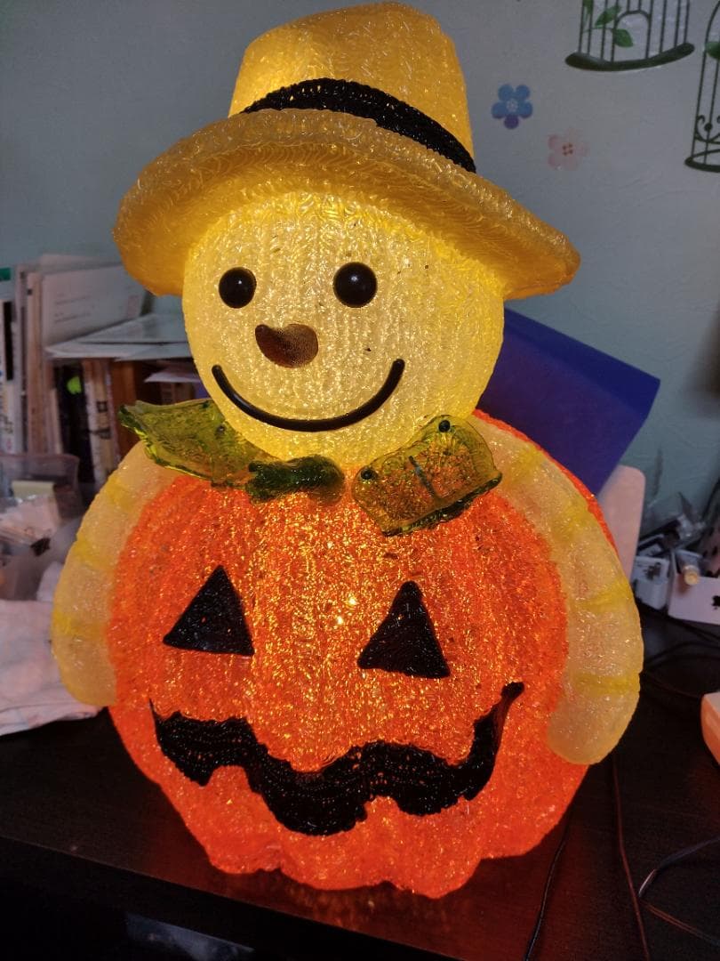 ハロウィン 大型 カボチャライト ガラス製 ガラス細工 照明 装飾