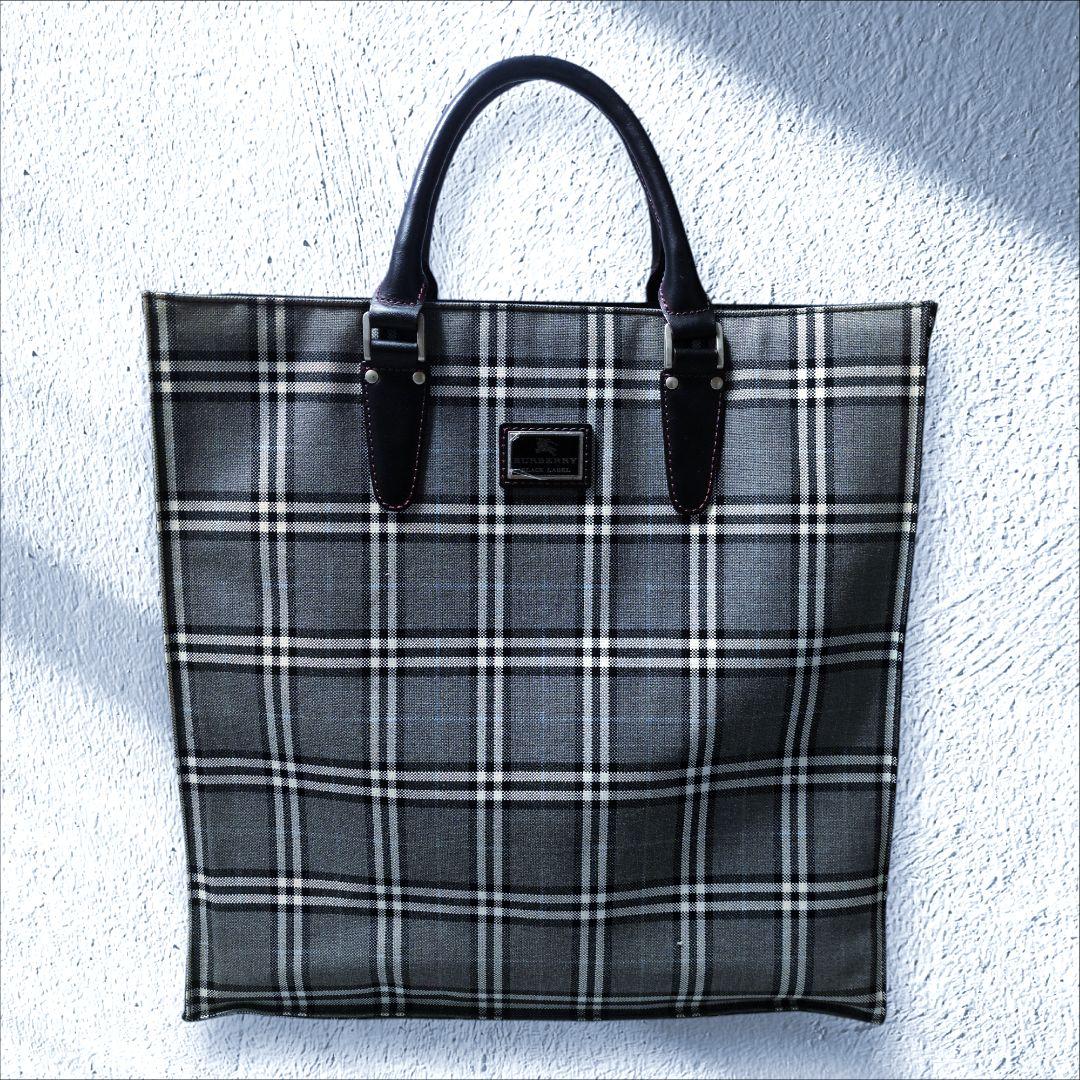 BURBERRY ブラックレーベル ノバチェック トートバッグ レザー使い