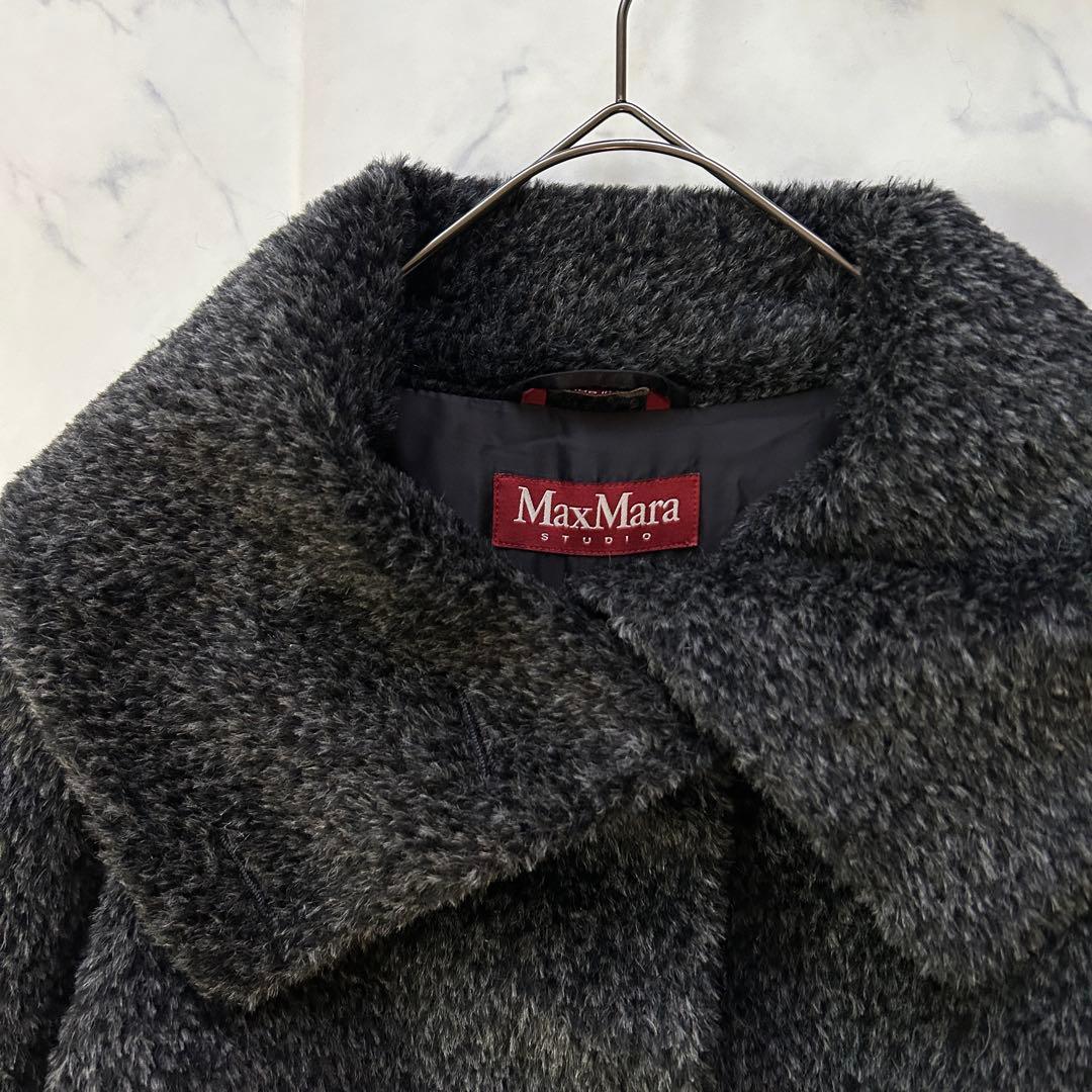 極美品 マックスマーラ 高級アルパカ混 シャギーコート テディ 女優襟