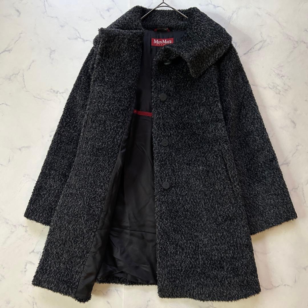 極美品 マックスマーラ 高級アルパカ混 シャギーコート テディ 女優襟
