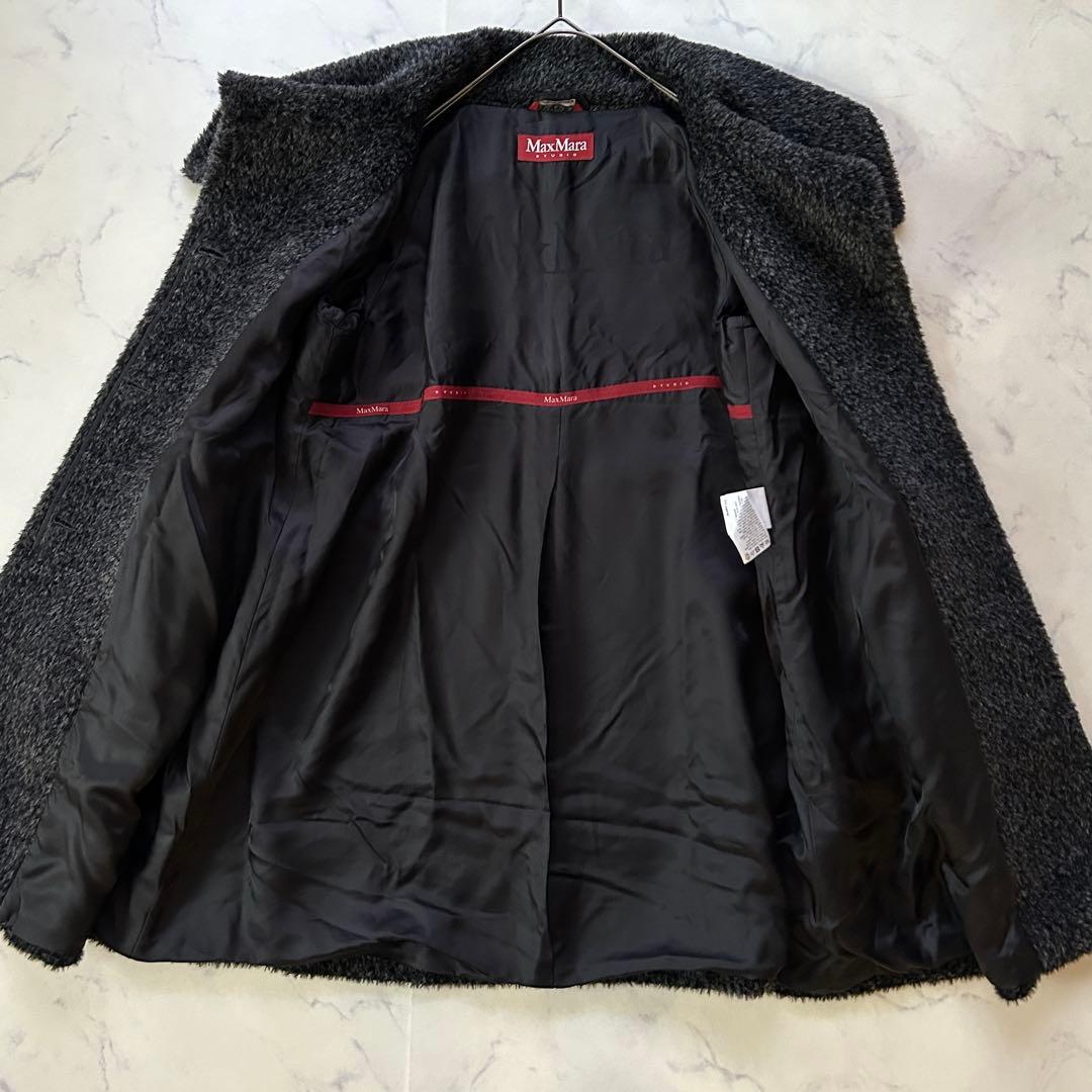 極美品 マックスマーラ 高級アルパカ混 シャギーコート テディ 女優襟