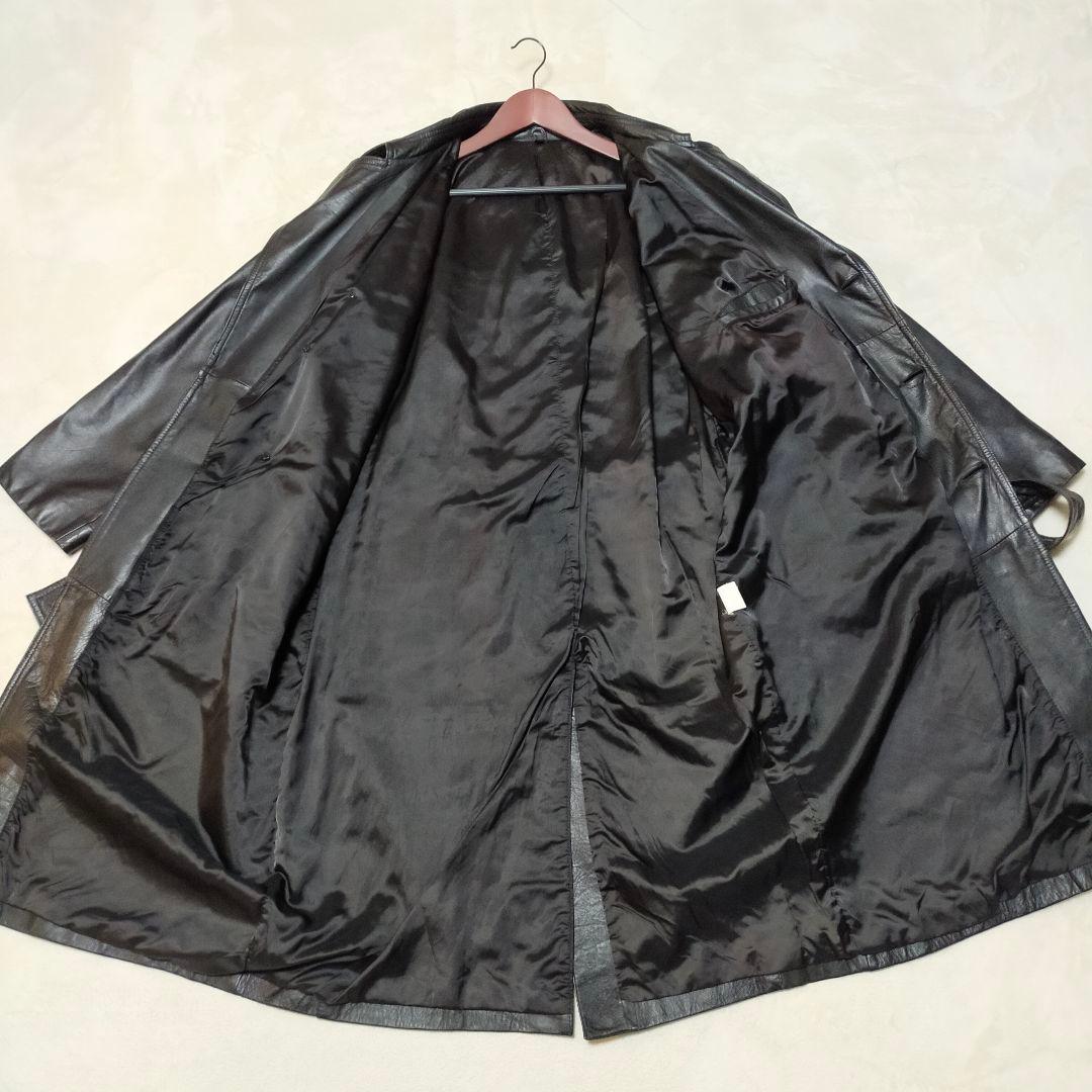 オールレザー　スーパーロングトレンチコート　本革　L〜XL程度