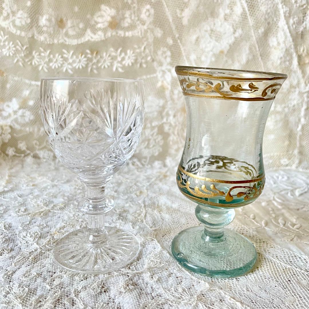 新春アンティーク福袋⑤カップ&ソーサー&タイル2枚&グラス2客&リスのオブジェ