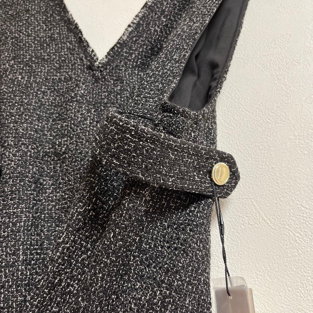 【新品、タグ付き】COHINA サイドベルトツイードオールインワン