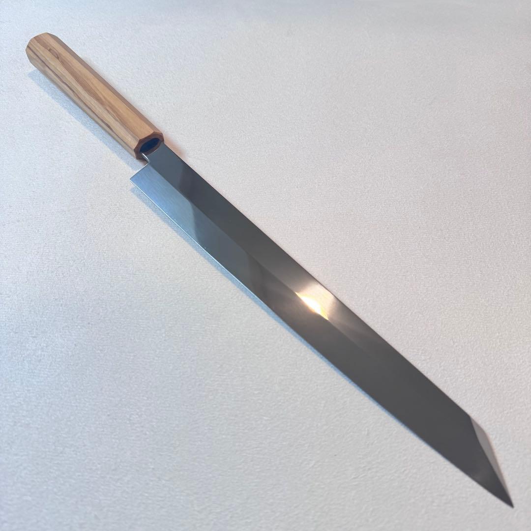 270mm 切付柳刃包丁 鏡面　オリーブ材八角柄 刺身包丁 全鋼