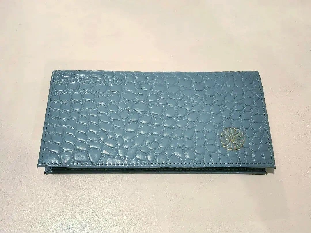 皇居 財布 長財布 クロコダイル 青