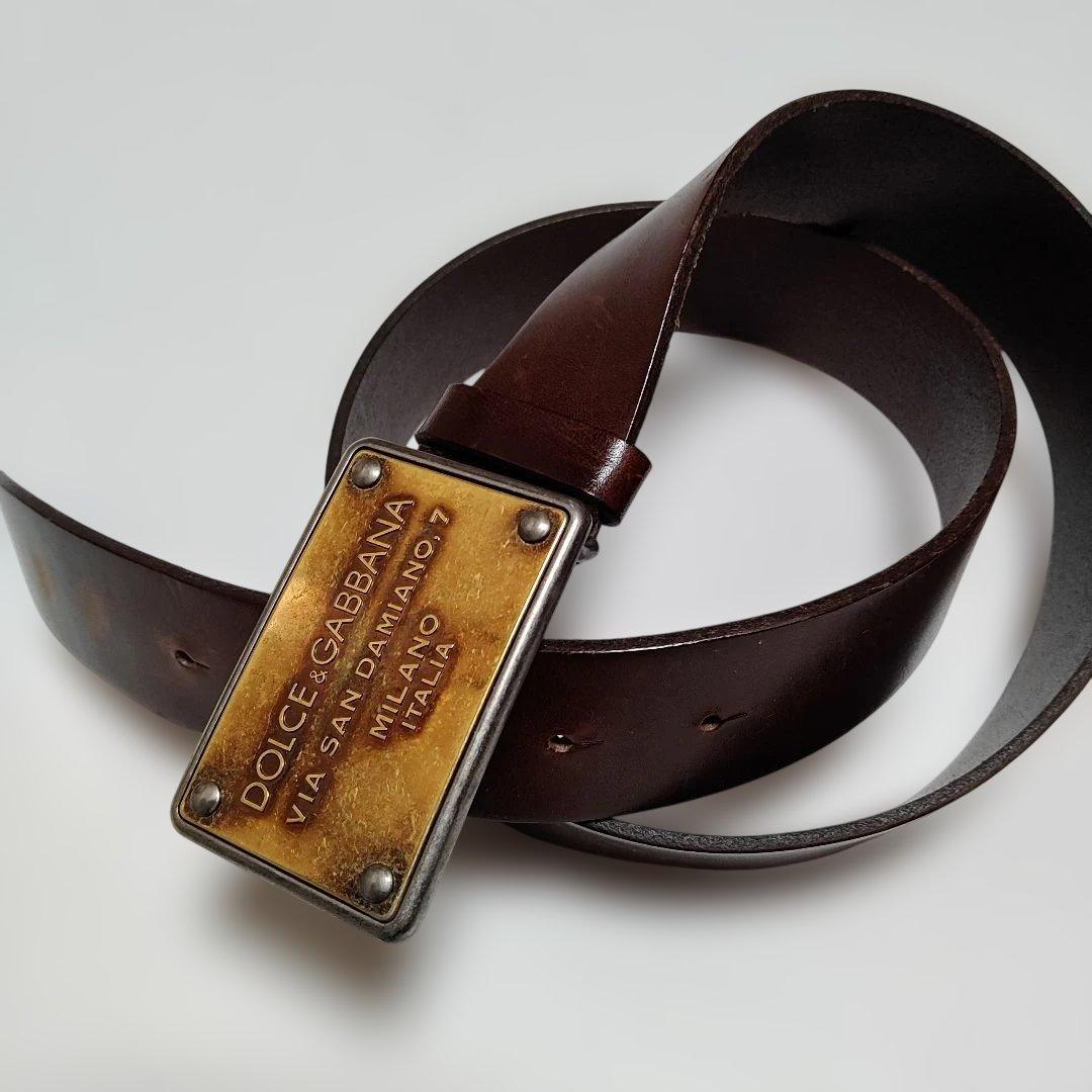 DOLCE & GABBANA レザー ベルト ブラウン