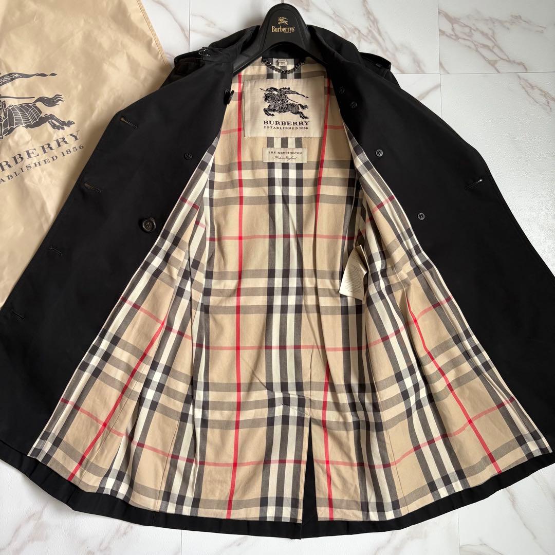英国製◆バーバリー ケンジントン トレンチコート ベルト付 黒 M
