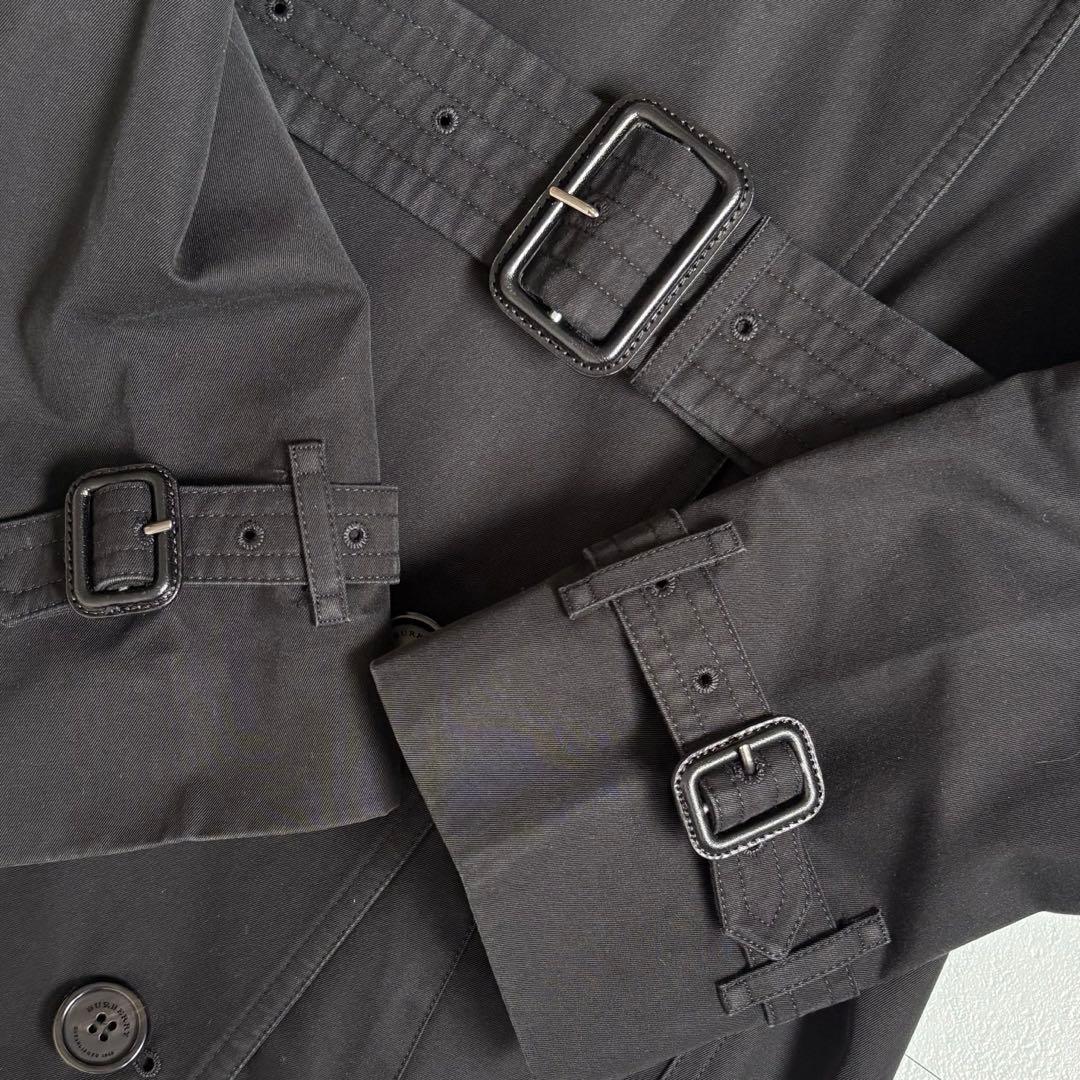 英国製◆バーバリー ケンジントン トレンチコート ベルト付 黒 M