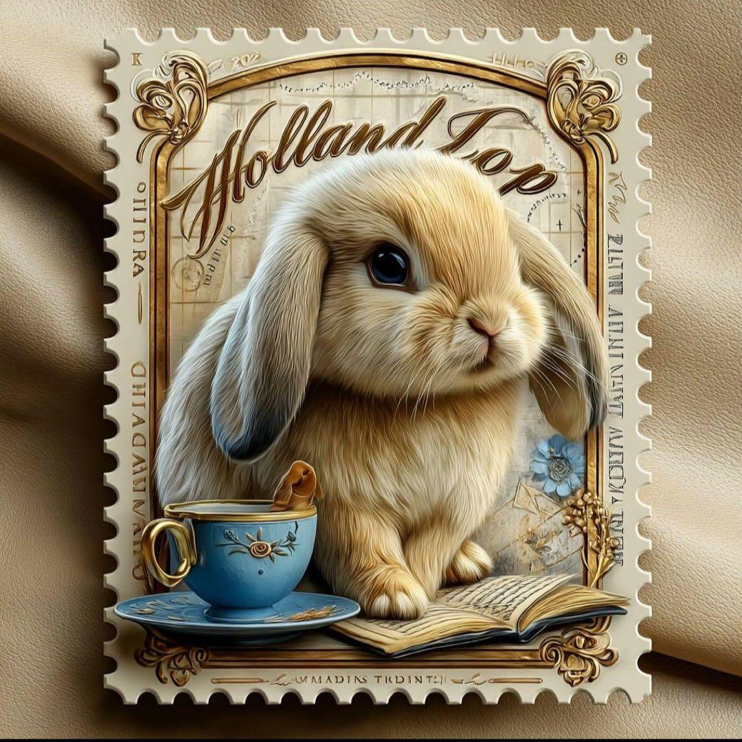 うさぎ切手パネル生地　ハンドメイド