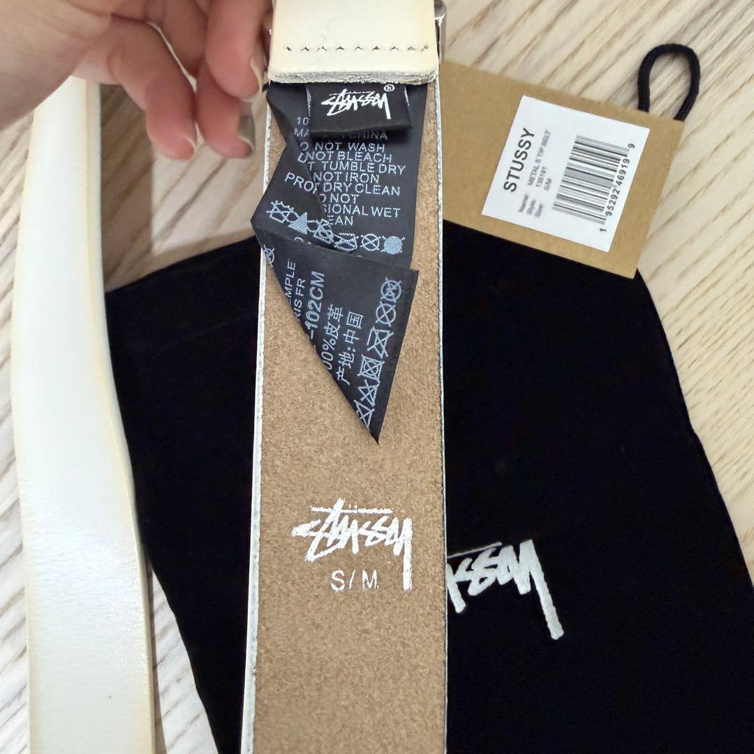 Stussy ブラック レザーベルト s/m